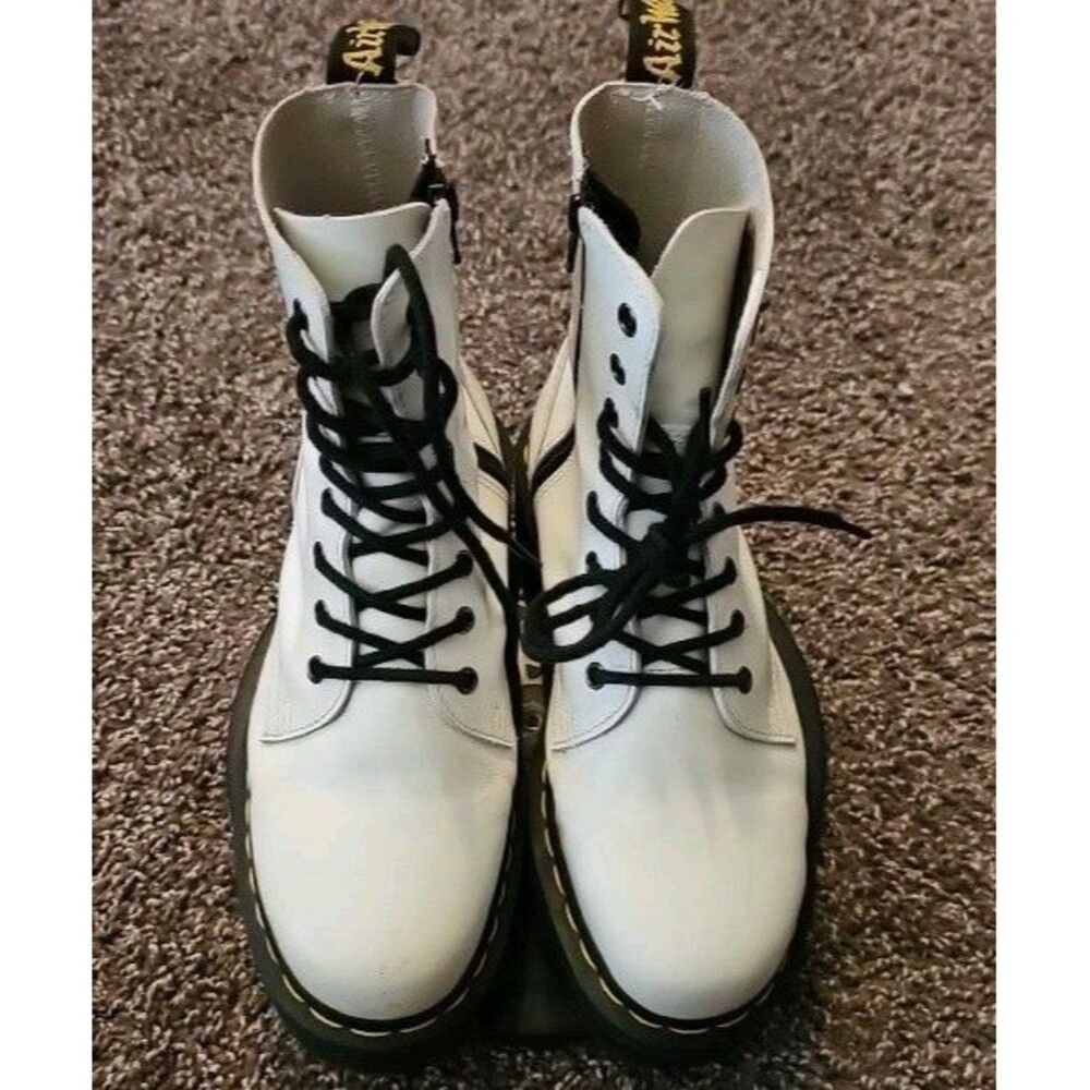 Dr. Martens Zavala White Leather Combat Boots Women's US 8 UK 6 Men’s US 7